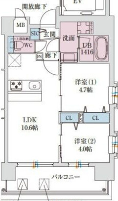 スプランディッド玉造DUEの間取り