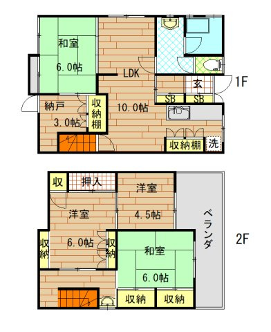 【間取り】 | 中小阪1丁目戸建賃貸（河内小阪賃貸） | 間取りです