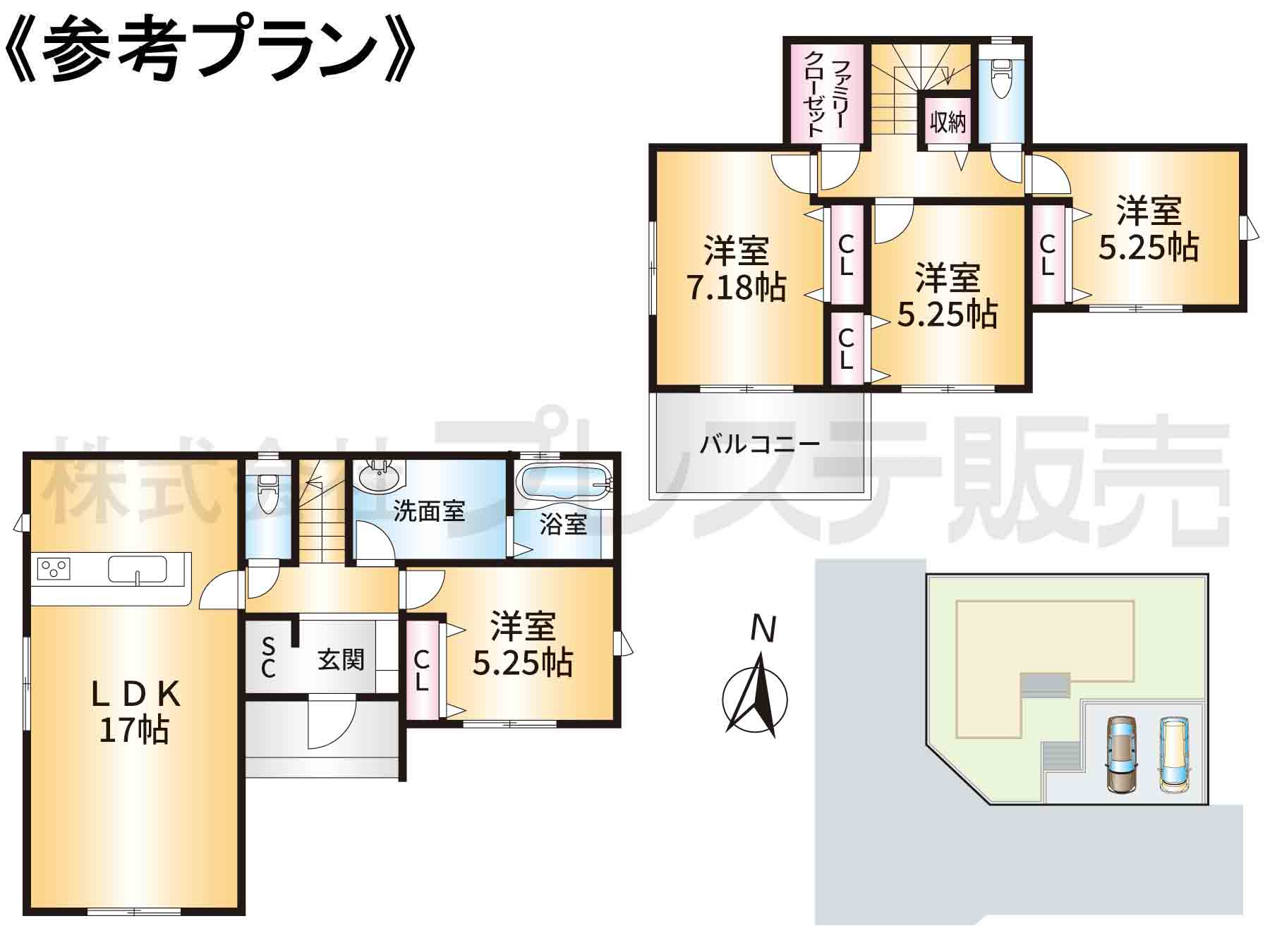 奈良市帝塚山４丁目の新築一戸建の間取り|参考プラン