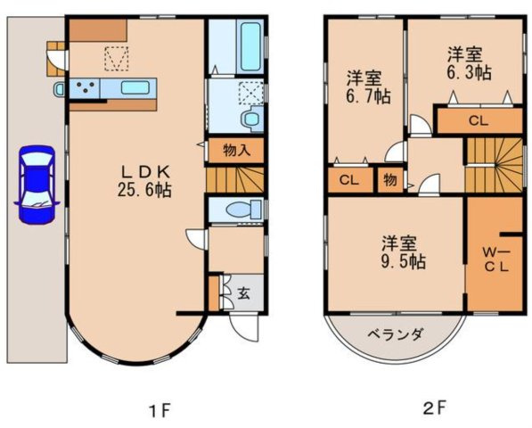 常滑市北汐見坂３丁目　中古戸建の間取り