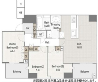 【間取り】 | クレヴィアタワー中之島 | 【間取り】9階・北西角住戸☆全室採光面ありで開放感◎