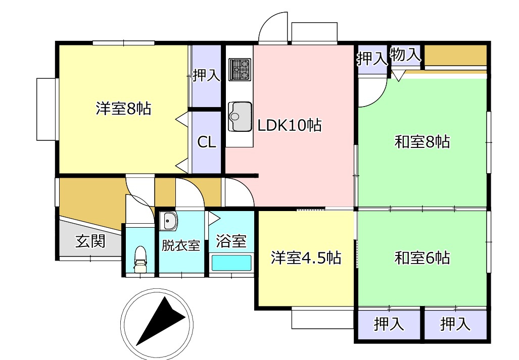 宇土市住吉町の中古一戸建の間取り