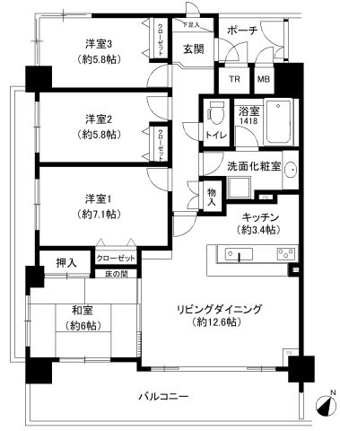 【間取り】 | ファミール幸町 | 使い勝手の良い4LDK♪お子様の成長に合わせて使うお部屋を選べます♪