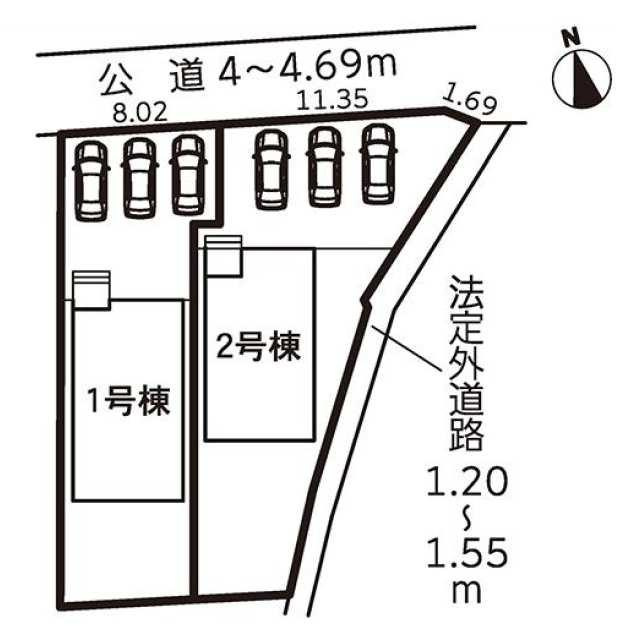 仲介手数料無料）春日井市坂下町２号棟の区画図
