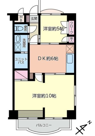 【間取り】 | セイワスカイハイツ星が丘 | 2DKは、ダイニングキッチンと二つの居室がある間取りです。夫婦やカップル、小さなお子さんのいるご家庭などにに向いています。食事スペースとくつろぎの場を分けられ、それぞれの個室も確保できるのが魅力です。
