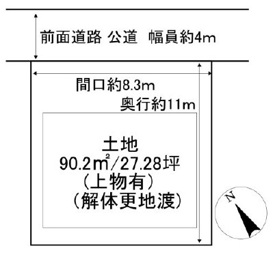 野洲市栄　建築条件無し売土地の土地図