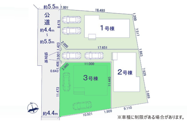 【区画図】 | アーバンスタイル前橋市北代田町1期ー③ | カースペースは並列2台駐車可能！