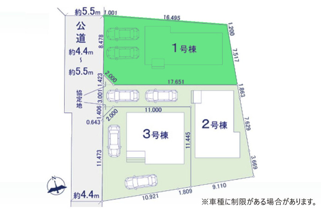 【区画図】 | アーバンスタイル前橋市北代田町1期ー① | カースペースは並列2台駐車可能！