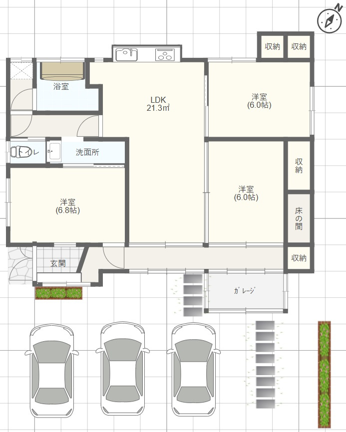 東松山市SR付き平屋の間取り