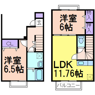 【間取り】 | アイショウプラザⅡ　B