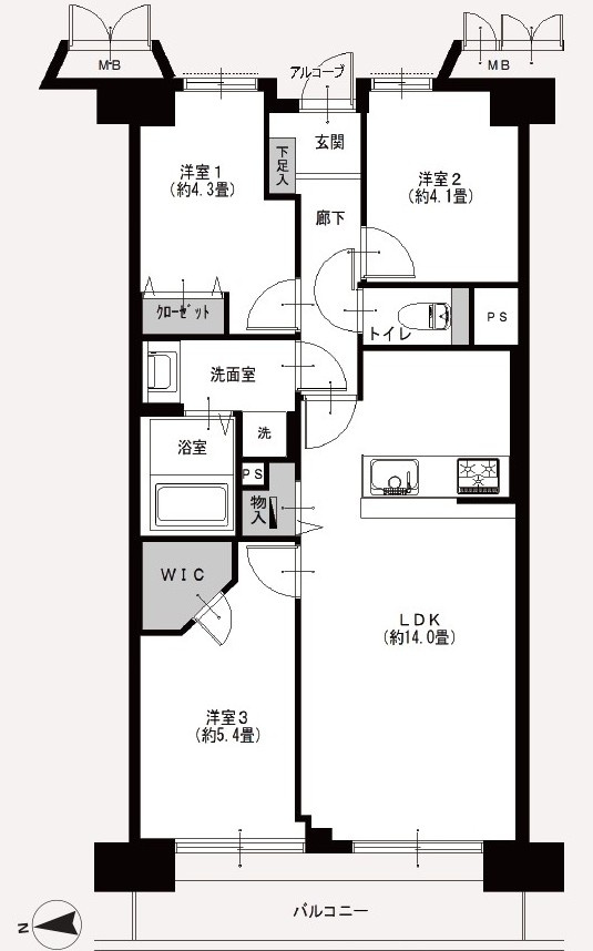 ツインシティ2番館アルス東砂の間取り