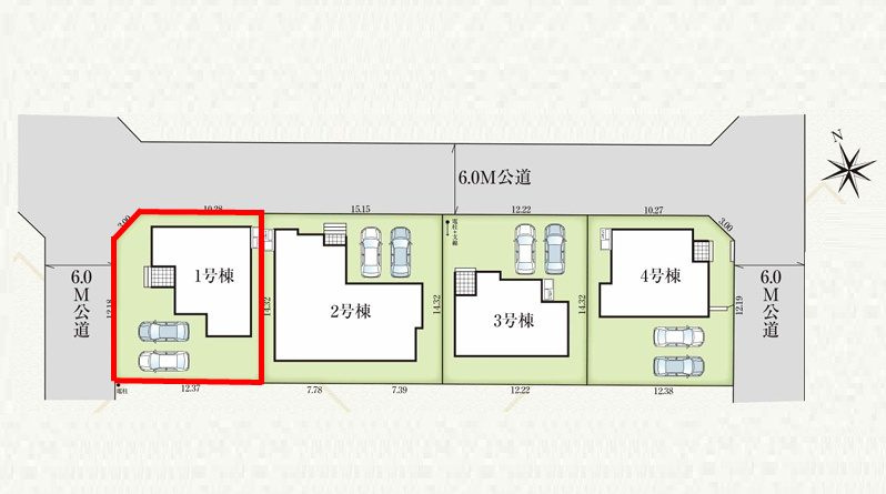 郡山市安積町長久保3丁目　　　１号棟　　　安積第3小学校、安積第2中学区の区画図