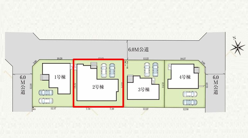 郡山市安積町長久保3丁目　　　2号棟　　　安積第3小学校、安積第2中学区の区画図