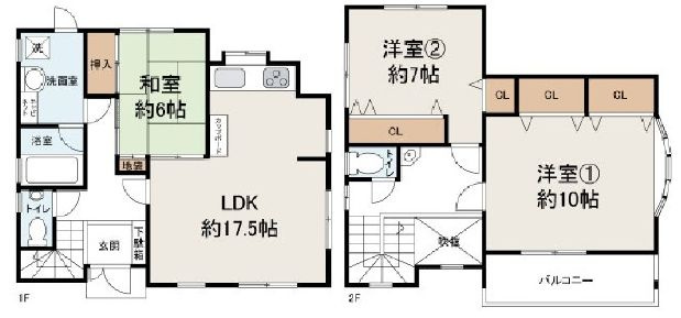 岸和田市尾生町5丁目　中古戸建の間取り