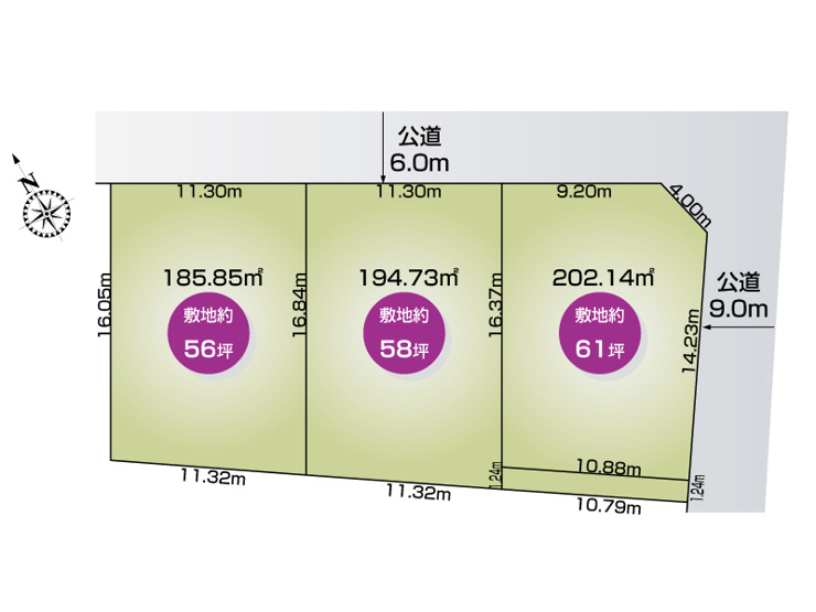 【館林市富士見町4期3区画　3号地　区画図】