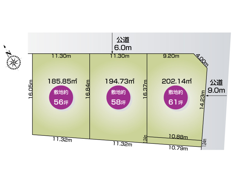 【館林市富士見町4期3区画　3号地　区画図】