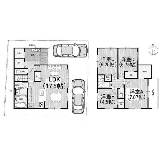 【間取り】 | 上桂西居町　新築一戸建 | 1号地　5498万円