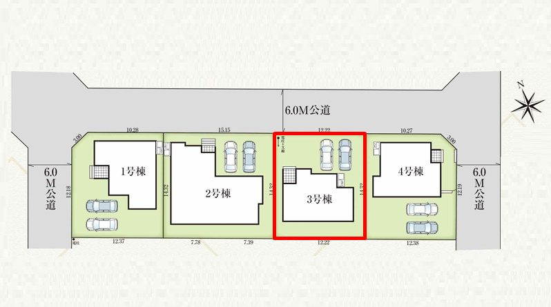 郡山市安積町長久保3丁目　　　３号棟　　　安積第3小学校、安積第2中学区の区画図