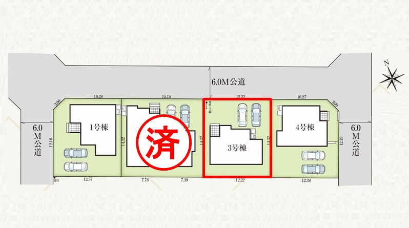 郡山市安積町長久保3丁目　　　３号棟　　　安積第3小学校、安積第2中学区の区画図