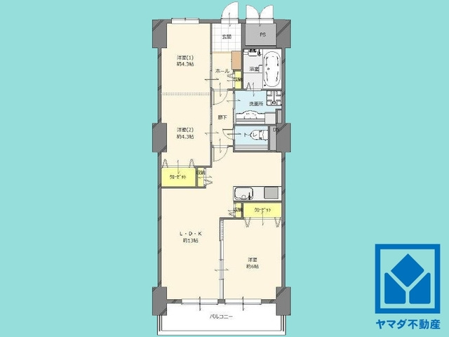 鐘紡夙川台マンションの間取り