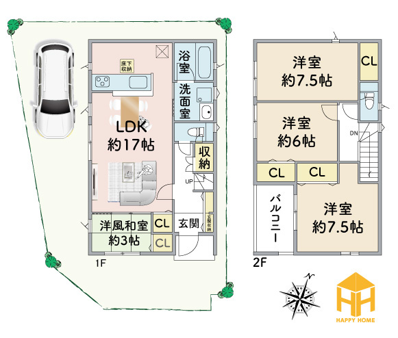 クレイドルガーデン摂津市鳥飼和道新築一戸建て｜全12区画＋駐車1台可の間取り|※図面と現況が異なる場合は、現況を優先します。