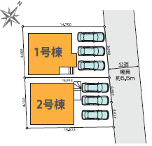 KEIAI GRACE 川越市藤間2期　全2棟の区画図|カースペース3台分