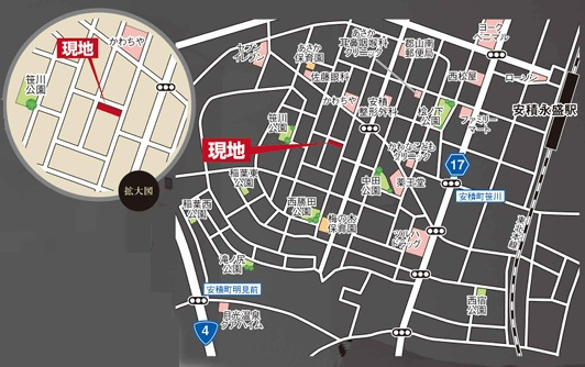 郡山市安積町長久保3丁目　　　４号棟　　　安積第3小学校、安積第2中学区の地図|案内図