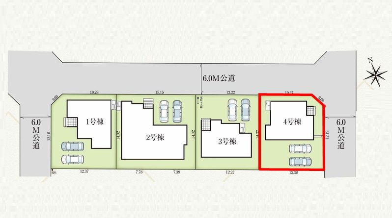 郡山市安積町長久保3丁目　　　４号棟　　　安積第3小学校、安積第2中学区の区画図