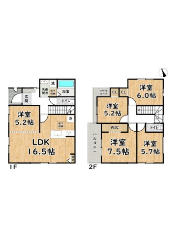 姫路市玉手1期/新築戸建の間取り