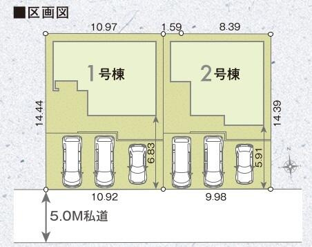 リナージュ宇都宮市富士見が丘２丁目　新築一戸建ての区画図