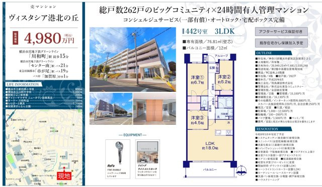 ★仲介手数料無料★ヴィスタシア港北の丘|仲介手数料無料！お気軽にお問合せくださいinfo@kenone.co.jp /08070587312