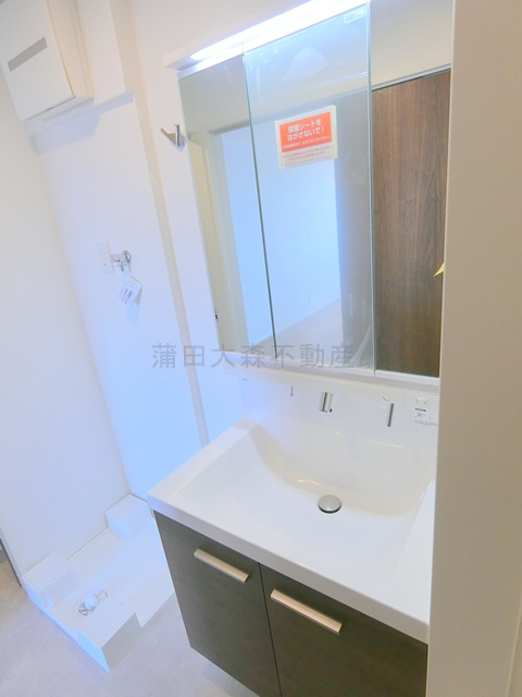 グランステージ西蒲田の洗面所|洗面脱衣所　独立洗面台　3面鏡　鏡内収納スペース付き