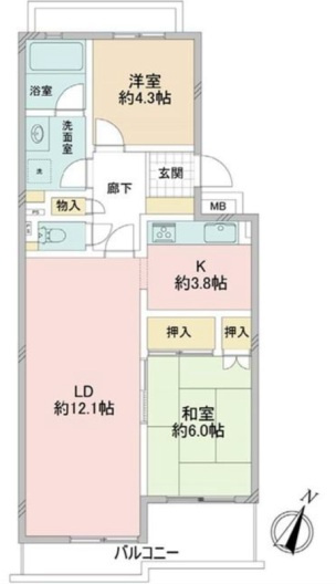【間取り】 | ライオンズマンション相模大野第弐Ａ館 | 2LDKは、リビングダイニングキッチンと二つの居室がある間取りでございます。夫婦や小さなお子さんのいるご家庭に特におすすめで、リビングで家族団らんを楽しみつつ、個室でプライベートな時間も確保できます。
