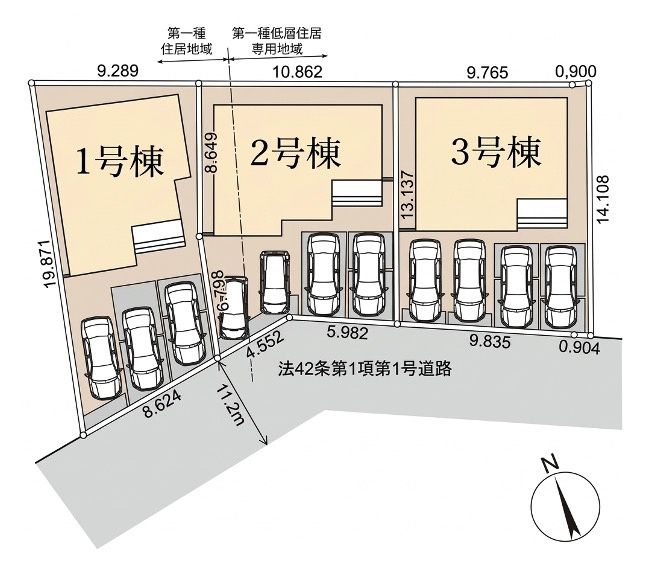 [新築住宅] 鴻巣市鴻巣 第2 全3棟の区画図