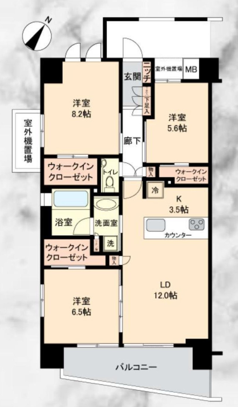 海まで徒歩７分！プレシス鎌倉材木座 3階 オーナーチェンジの間取り|導線を考えられた間取り