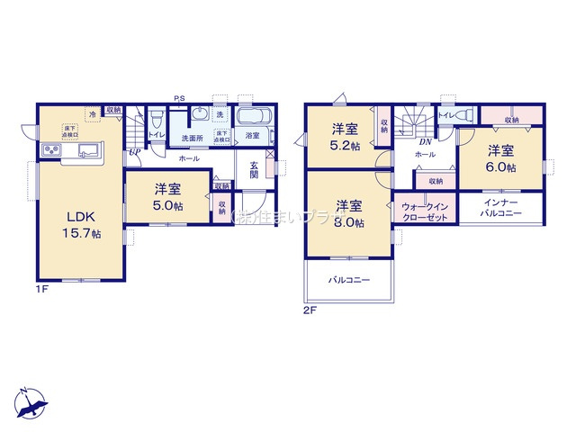 仲介手数料無料）春日井市坂下町二丁目第２・１号棟の間取り