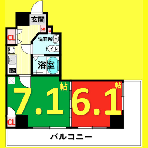 アーバンフラッツ新栄　名古屋市賃貸　仲介手数料無料の間取り