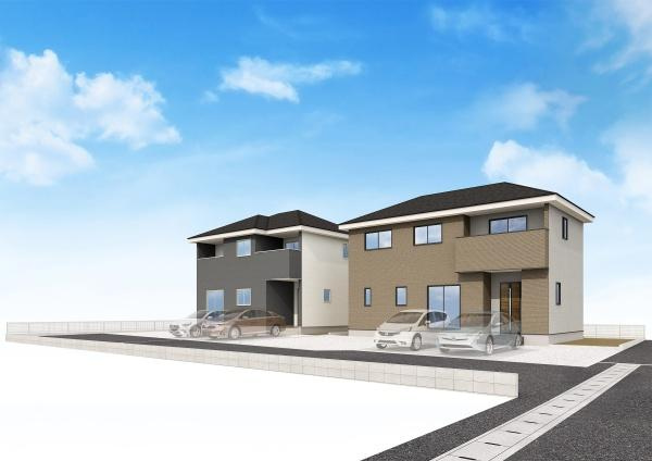 前橋市下新田町1期 2号棟の外観|イメージパース※実際の色と異なる場合があります。