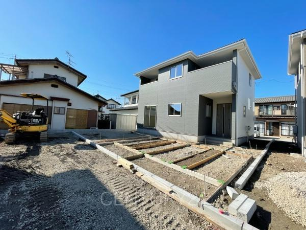 前橋市下新田町1期 1号棟の前面道路含む現地写真|陽当たり良好です