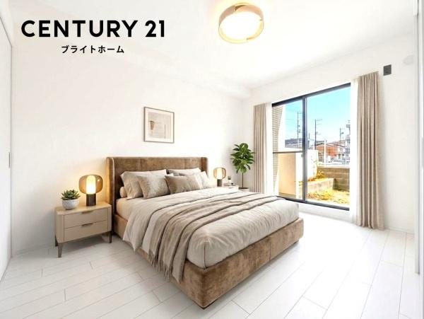 ビューネ綱島東の洋室|窓からの光が嬉しい洋室です。
収納もあり、荷物が多い方にも安心です♪
※家具等はCGでの参考レイアウトです。