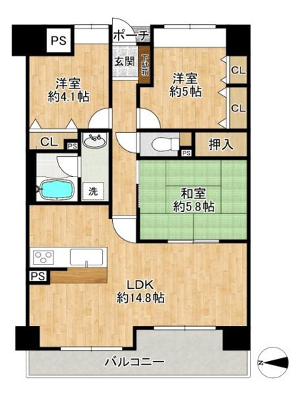 【間取り】 | サンメゾン若江岩田　中古マンション