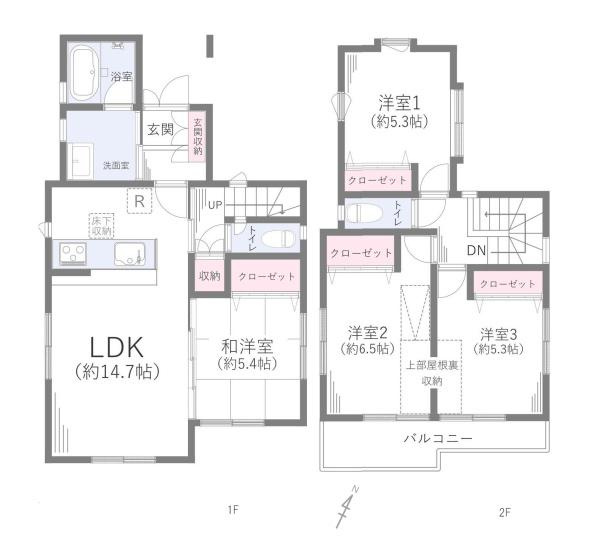 大和市中央林間西３丁目の中古一戸建の間取り