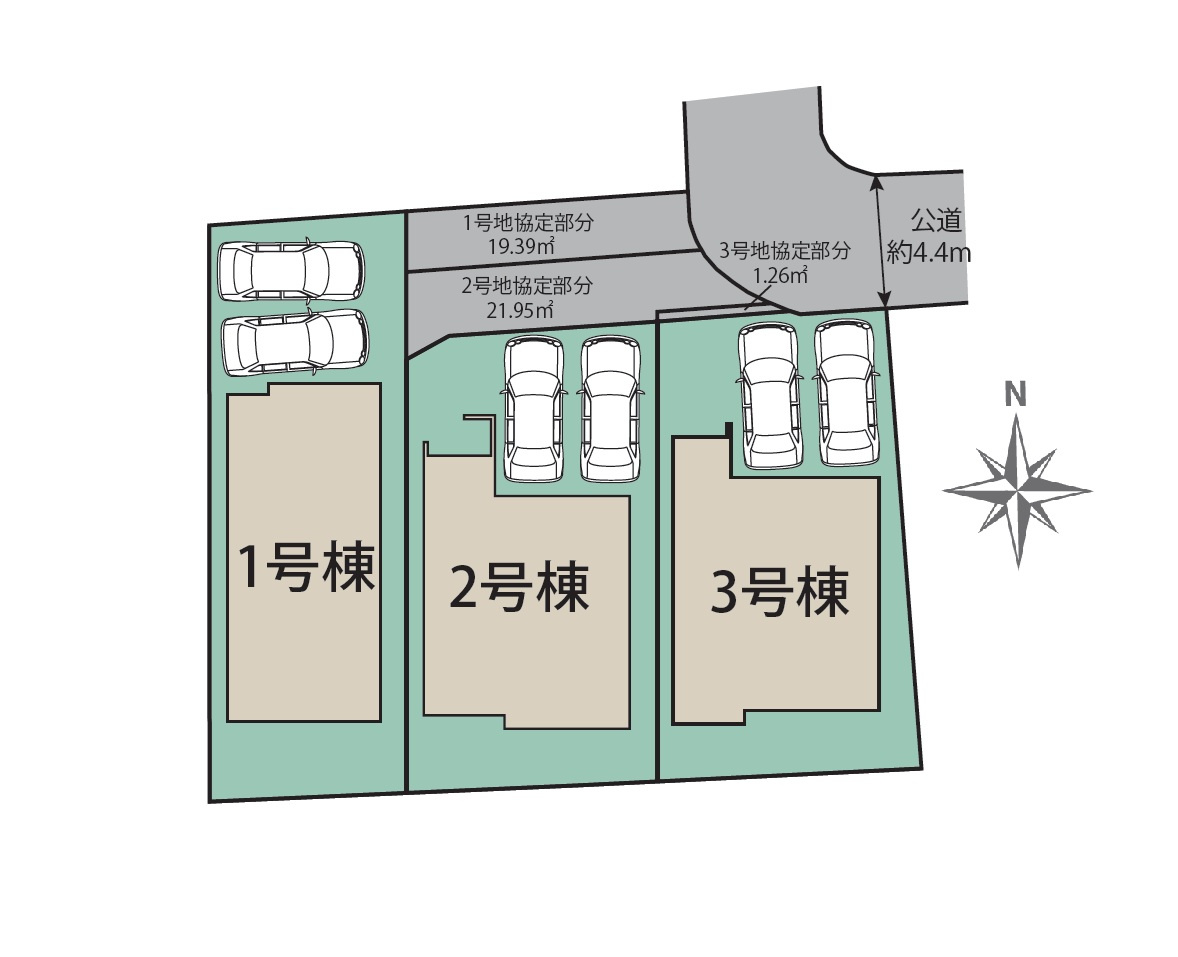 福岡市早良区干隈4丁目第1-3棟（1号棟）の区画図|配置図（1号棟）