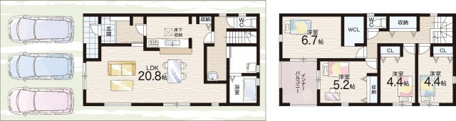 ★亀岡市曽我部町南条宮田筋　第2期　新築一戸建ての間取り|1号地
