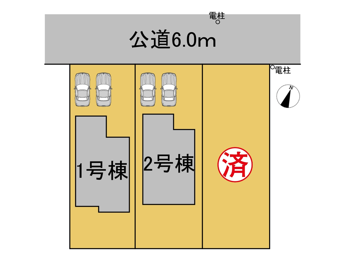 【商談中】タマタウン　岐阜市萱場東町（城西小）　全3区画分譲の区画図|■区画図
■YAMADA電機の　ヤマダ不動産　株式会社リライフ　
いつでもお問合わせ下さい。