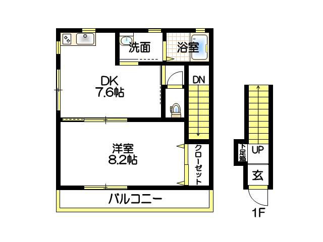 Kコーポ立石の間取り|左右反転タイプです