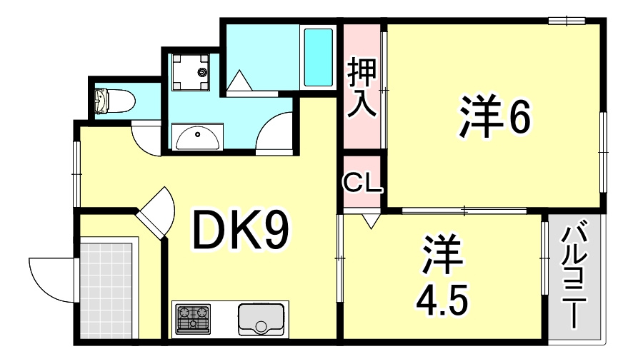 芦屋第一コーポラスの間取り|収納があります