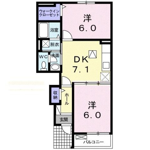 【間取り】 | プロムナード道辺　Ｂ