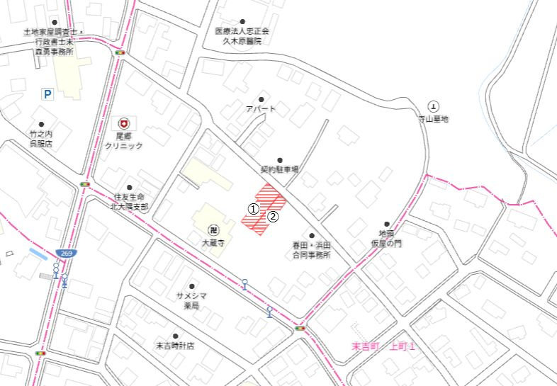 曽於市末吉町二之方の売地の土地図