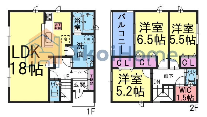 明石市魚住町西岡　全1棟　新築戸建の間取り|3LDKの間取りです！各部屋収納・WIC完備で収納豊富のお家です！